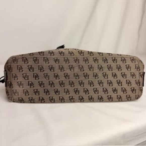 Dooney & Bourke Logo Canvas Satchel Brown Monogram, Leather Handles with Tassel - Picture 6 of 10